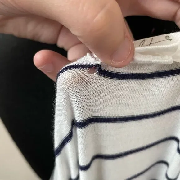 Glitz Navy and White Striped Cross Front Blouse - Picture 5 of 5